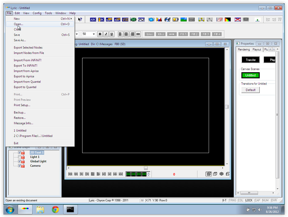 File>Open... in Chyron Lyric