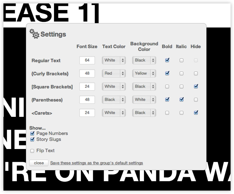 Rundown Creator teleprompter settings