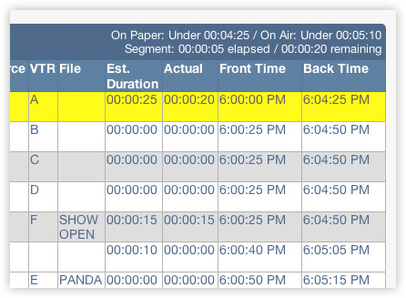 On-air show timer